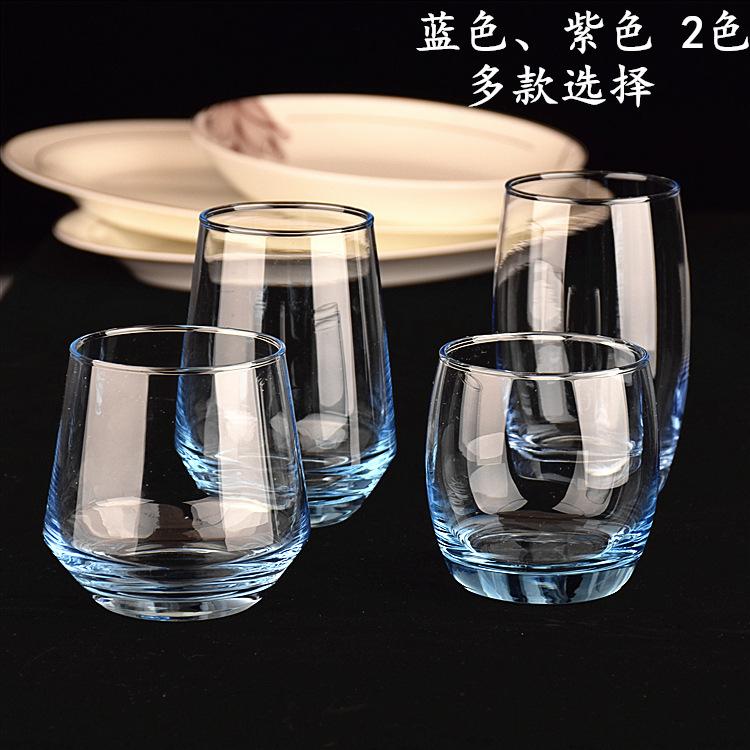 玻璃水杯玻璃杯彩色杯原色料杯漱口杯茶杯饮料杯